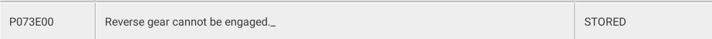 P073E00 Reverse gear cannot be engaged