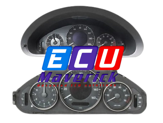 Mercedes-Benz Instrument Cluster – Part No. 209-540-60-48 Replacement ServiceDead or blank display
Intermittent or flickering backlighting
Incorrect speed or RPM readings
Warning lights stuck on or non-functional
Display pixelation or fading
Odometer not displaying properlyChassis Code: W209
Models: CLK320, CLK350, CLK500, CLK55 AMG, CLK550, CLK63 AMG
Production Years: Approximately 2003–2009
OEM Part Number: 209-540-60-48